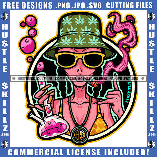 African American Women Smoking Weed Colorful Vector Skinny Women Wearing Sunglasses Marijuana Leaves Printed Hat Call Me Finger Sign Design Cannabis High Life Blunt Smoking Pot Stoned SVG JPG PNG Vector Clipart Cricut Cutting Files