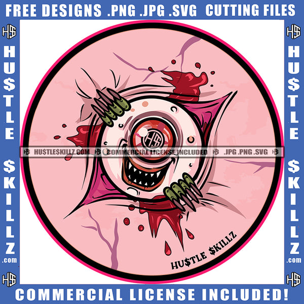 Cartoon Zombie Eyes Horror Design Element Horror Eye Hustler Hustling SVG JPG PNG Vector Clipart Cricut Cutting Files