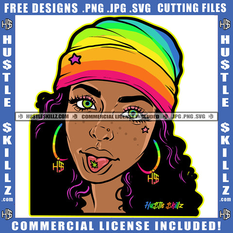 African American Gangster Woman Wearing Cap Design Element Nubian Woman Open Mouth Hustler Hustling SVG JPG PNG Vector Clipart Cricut Cutting Files