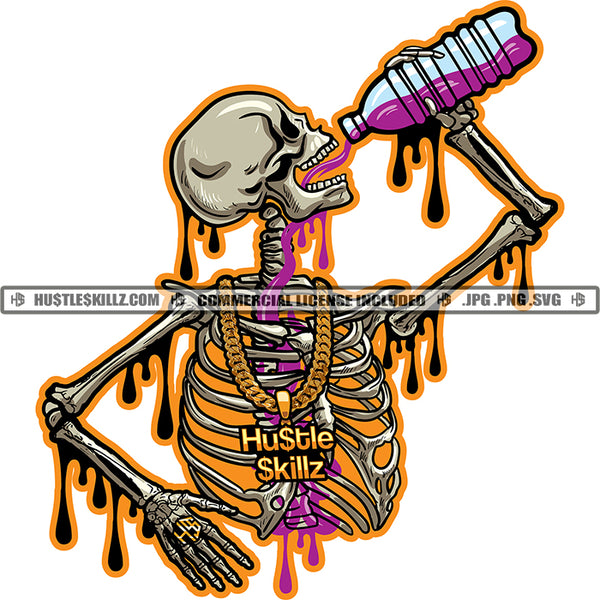 Skull Skeleton Body Design Element Drink Bottle Vector Color Dripping White Background Skull Color Body SVG JPG PNG Vector Clipart Cricut Cutting Files