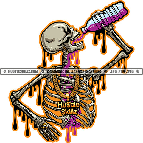 Skull Skeleton Body Design Element Drink Bottle Vector Color Dripping White Background Skull Color Body SVG JPG PNG Vector Clipart Cricut Cutting Files