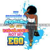 My Attitude Is Reflection Of My Knowledge Black Woman Afro Jeans Purse Handbag Heels Hustle Skillz JPG PNG  Clipart Cricut Silhouette Cut Cutting