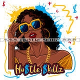 African American Woman Wearing Sunglasses Hand Holding Vector Curly Long Hair Style Black Beauty Design Element White Background SVG JPG PNG Vector Clipart Cricut Cutting Files