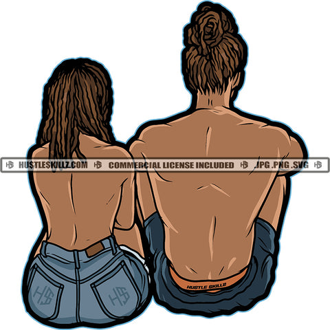 African Couple Sitting Back Design Element Vector Locus Man Woman Hair Style White Background Body Builder Couple SVG JPG PNG Vector Clipart Cricut Cutting Files