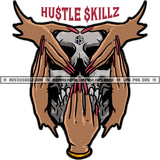 Skull Skeleton Head See No Evil Hear No Evil Speak No Evil Skull Hands Savage Woman Hand Design Element Long Nail White Background SVG JPG PNG Vector Clipart Cricut Cutting Files