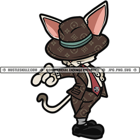 Michael jackson Cat Standing Vector Pop Singer Star Design Element White Background Cat Wearing Hat SVG JPG PNG Vector Clipart Cricut Cutting Files