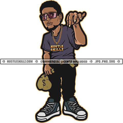 African American Man Standing Design Element Afro Man Wearing Sunglass And Short Hair Style White Background SVG JPG PNG Vector Clipart Cricut Cutting Files