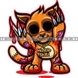 Cartoon Zombie Cat Horror Face Design Element Cat Long Nail Hustler Hustling SVG JPG PNG Vector Clipart Cricut Cutting Files