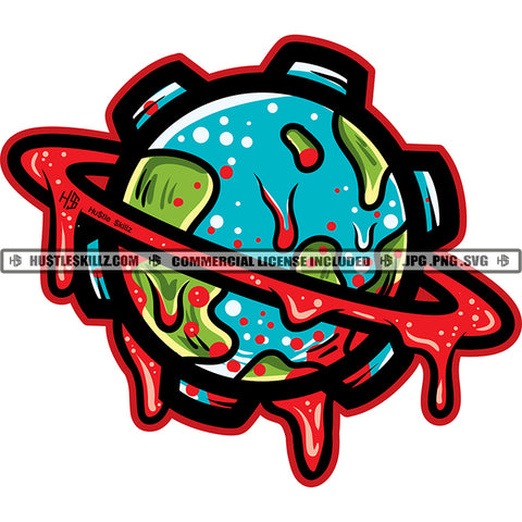 Earth Vector Art Blood Color Dripping Design Element Hustler Hustling SVG JPG PNG Vector Clipart Cricut Cutting Files
