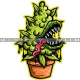 Venus Flytraps Marijuana Tree Pot Vector Design Killer Plant Digital Art Cannabis High Life Weed Silhouette SVG JPG PNG Vector Clipart Cricut Cutting Files