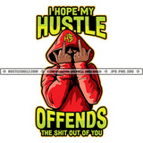 I Hope My Hustle Offends The Shit Out Of You Quote Color Vector African American Man Show Middle Finger Hand Sign Melanin Man Wearing Hudi SVG JPG PNG Vector Clipart Cricut Cutting Files