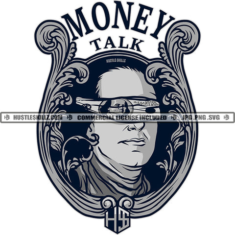 Money Talk Quote Color Vector African American Man Logo Design Element Melanin Black Man Magic Ski Gangster SVG JPG PNG Vector Clipart Cricut Cutting Files
