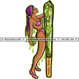 Sexy Women In Bikini Standing With Cannabis Blunt Color Vector Holding Marijuana In Hand Blunt Women Art  Smoking Silhouette SVG JPG PNG Vector Clipart Cricut Cutting Files