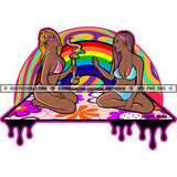 African American Woman Smoking Marijuana Melanin Nubian Girl Sitting On Floor Black Girl Magic Rainbow Background Design Element Mask Gangster SVG JPG PNG Vector Clipart Cricut Cutting Files