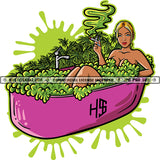 Hot African American Women Smoking Marijuana On Bathtub Vector Cannabis Smoking Colorful Design Element SVG JPG PNG Vector  Clipart Cricut Cutting Files