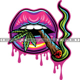 Smoking Blunt Herbs Lips Colorful Dripping Vector Lips With Marijuana Leaf Smoke Vector Art White Teeth And Colorful Lips Cannabis Design Element  Silhouette SVG JPG PNG Vector Clipart Cricut Cutting Files