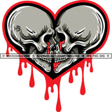 Skull Skelton Head Heart Design Element Blood Dripping SVG JPG PNG Vector Clipart Cricut Cutting Files