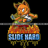 Slide Hard Quote Color Vector Gangster Cat Ride Skateboard On Fire Design Element Dripping Hard Hustler Designs Hustler Hustling Clipart JPG PNG SVG