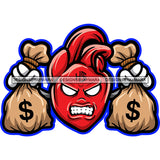 Evil Red Head Angry Face Vector Money Bag Hand Holding Design Element Heart Hustler Hustler Hustling Clipart JPG PNG SVG