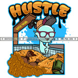 Hustle Colorful Text Icecream Grind Vector With Bitcoin Money Swimming Pool Design Element Hip Hop Swag Hustler Hustling Quote Clipart JPG PNG SVG