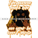 I'm Gonna Make Him An Offer He Cant Refuse Quote Color Vector African American Woman Holding Gun Nubian Woman Wearing Musk And Smoking Design Element Weed Hustler Hustling SVG JPG PNG Vector Clipart Cricut Cutting Files