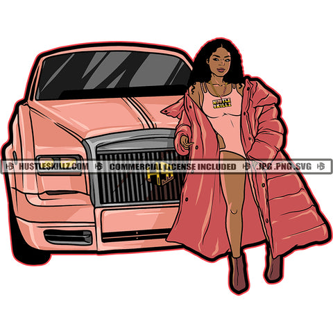 African American Rich Girls On Car Design Element Melanin Nubian Girl Black Girl Magic Ski Mask Gangster SVG JPG PNG Vector Clipart Cricut Cutting Files