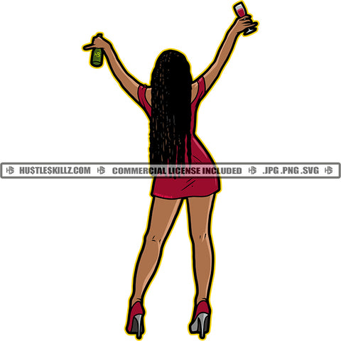 African American Rich Girl Melanin Nubian Girl Standing By Back Side Design Element Black Girl Magic Ski Mask Gangster SVG JPG PNG Vector Clipart Cricut Cutting Files