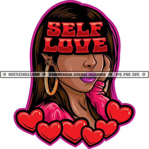 Self Love Quote Color Vector African American Woman Melanin Nubian Woman Head Design Element Black Girl Magic Ski Mask Gangster SVG JPG PNG Vector Clipart Cricut Cutting Files