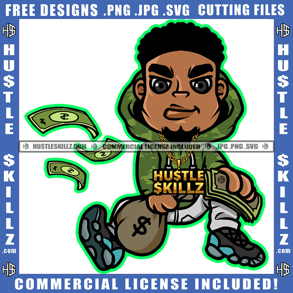 African American Gangster Man Melanin Nubian Black Man Holding Money Bag Design Element Magic Ski Mask Gangster SVG JPG PNG Vector Clipart Cricut Cutting Files