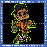 African American Gangster Man Holding Money Bag Design Element Melanin Nubian Man Magic Ski Gangster SVG JPG PNG Vector Clipart Cricut Cutting Files