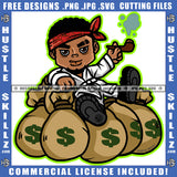 African American Man Smoking Marijuana Melanin Nubian Man Sitting On Money Bag Black Girl Design Element Magic Ski Mask Gangster SVG JPG PNG Vector Clipart Cricut Cutting Files