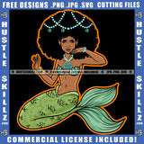 African American Mermaid Sitting Curly Hair Design Element Nubian Girl Black Girl Magic Ski Mask Gangster SVG JPG PNG Vector Clipart Cricut Cutting Files