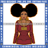 African American Woman Curly Hair Melanin Nubian Girl Standing Design Element Black Girl Magic Ski Mask Gangster SVG JPG PNG Vector Clipart Cricut Cutting Files