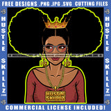 African American Curly Hair Woman Crown On Head Melanin Nubian Girl Wearing Sunglass Design Element Black Girl Magic Ski Mask Gangster SVG JPG PNG Vector Clipart Cricut Cutting Files