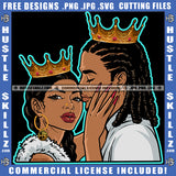 African American Locs Dreads Hair Couple Melanin Nubian Couple Head Crown On Head Design Element Magic Ski Gangster SVG JPG PNG Vector Clipart Cricut Cutting Files