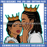 African American Locs Dreads Hair Couple Melanin Nubian Couple Head Crown On Head Design Element Magic Ski Gangster SVG JPG PNG Vector Clipart Cricut Cutting Files