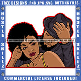 African American Couple Head Design Element Melanin Boy Wearing Hat Black Girl Curly Hair Magic Ski Mask Gangster SVG JPG PNG Vector Clipart Cricut Cutting Files