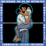 African American Couple Standing Curly Hair Design Element Melanin Nubian Couple Kiss Pose Romantic Magic Ski Mask Gangster SVG JPG PNG Vector Clipart Cricut Cutting Files