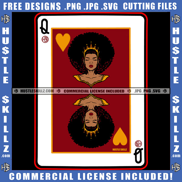 African American Woman On Play Card Vector Design Element Melanin Nubian Girl Curly Hair Black Girl Magic Ski Mask Gangster SVG JPG PNG Vector Clipart Cricut Cutting Files