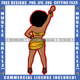 African American Woman Hand Up Standing Design Element Melanin Nubian Girl Curly Hair Hands Up Black Girl Magic Ski Mask Gangster SVG JPG PNG Vector Clipart Cricut Cutting Files
