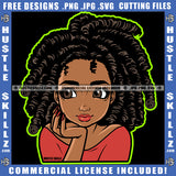 African American Cute Face Girl Melanin Nubian Girl Black Girl Locs Dreads Hair Design Element Magic Ski Gangster SVG JPG PNG Vector Clipart Cricut Cutting Files