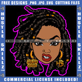 African American Woman Locs Dreads Hair Design Element Melanin Nubian Girl Angry Face Black Girl Magic Ski Mask Gangster SVG JPG PNG Vector Clipart Cricut Cutting Files