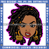 African American Woman Locs Dreads Hair Design Element Melanin Nubian Girl Angry Face Black Girl Magic Ski Mask Gangster SVG JPG PNG Vector Clipart Cricut Cutting Files