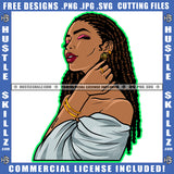 African American Woman Locs Dreads Hair Melanin Nubian Girl Sexy Pose Design Element Black Girl Magic Ski Mask Gangster SVG JPG PNG Vector Clipart Cricut Cutting Files