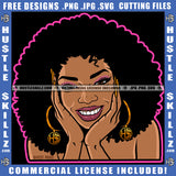 African American Woman Smile Face Curly Hair Melanin Nubian Girl Head Design Element Black Girl Magic Ski Mask Gangster SVG JPG PNG Vector Clipart Cricut Cutting Files