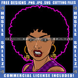 African American Woman Curly Hair Head Melanin Nubian Girl Black Girl Angry Face Design Element Magic Ski Gangster SVG JPG PNG Vector Clipart Cricut Cutting Files