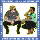 African American Couple Sitting Design Element Melanin Nubian Couple Golden And Black Hair Magic Ski Mask Gangster SVG JPG PNG Vector Clipart Cricut Cutting Files