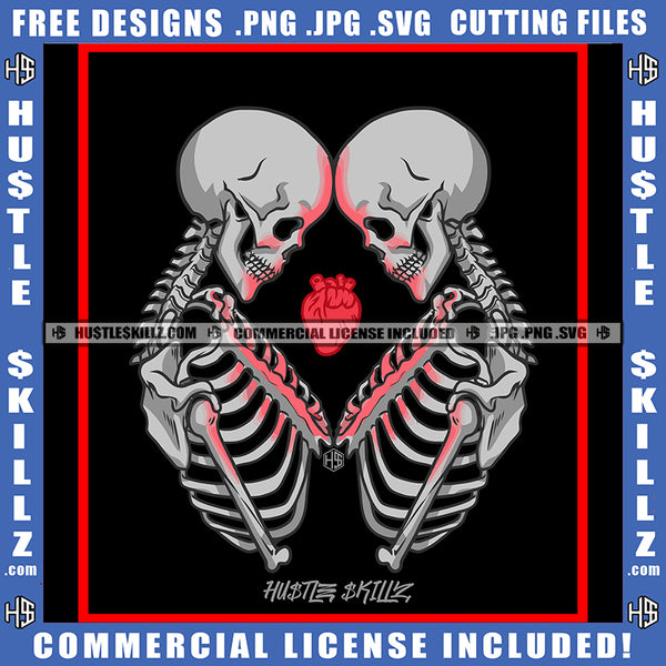 Skull Skeleton Couple Heart Design Element African SVG JPG PNG Vector Clipart Cricut Cutting Files