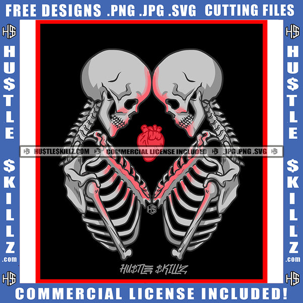 Skull Skeleton Couple Heart Design Element African SVG JPG PNG Vector Clipart Cricut Cutting Files