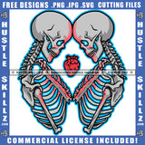 Skull Skeleton Head And Body Design Element Heart Logo SVG JPG PNG Vector Clipart Cricut Cutting Files